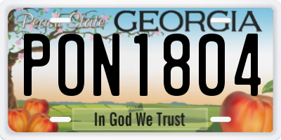GA license plate PON1804