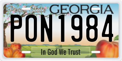 GA license plate PON1984