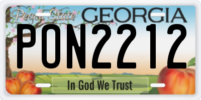 GA license plate PON2212
