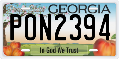 GA license plate PON2394