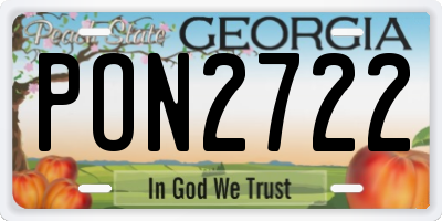 GA license plate PON2722