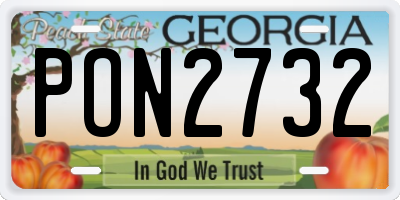 GA license plate PON2732