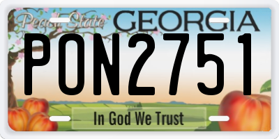 GA license plate PON2751