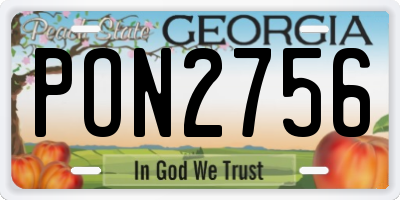 GA license plate PON2756