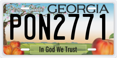 GA license plate PON2771
