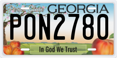 GA license plate PON2780