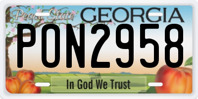 GA license plate PON2958