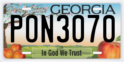 GA license plate PON3070