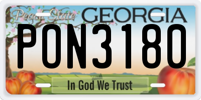 GA license plate PON3180