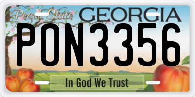 GA license plate PON3356