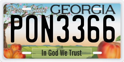 GA license plate PON3366
