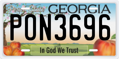 GA license plate PON3696