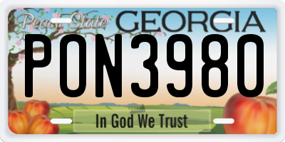 GA license plate PON3980