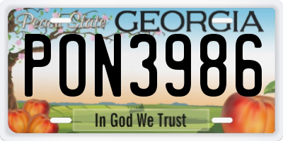GA license plate PON3986