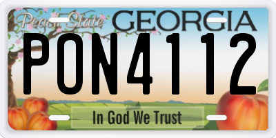 GA license plate PON4112