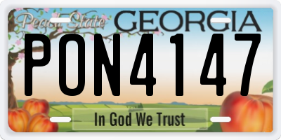 GA license plate PON4147