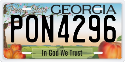 GA license plate PON4296