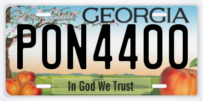 GA license plate PON4400