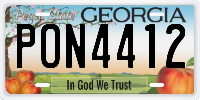 GA license plate PON4412