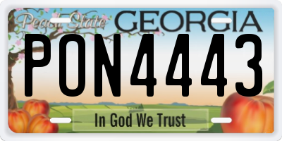 GA license plate PON4443