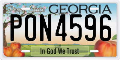 GA license plate PON4596