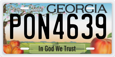 GA license plate PON4639