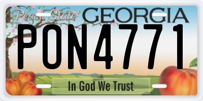 GA license plate PON4771