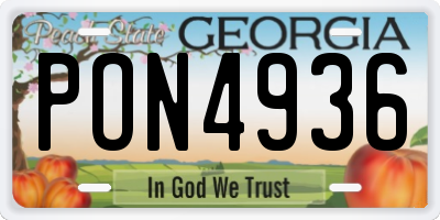 GA license plate PON4936