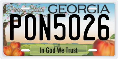 GA license plate PON5026