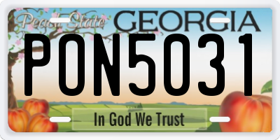 GA license plate PON5031