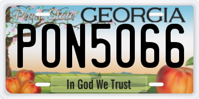 GA license plate PON5066