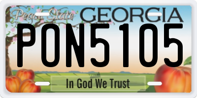 GA license plate PON5105