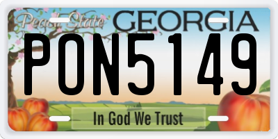 GA license plate PON5149