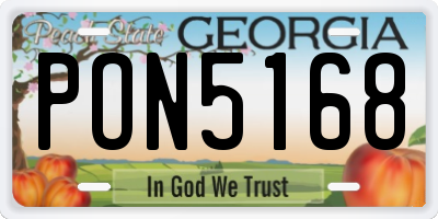 GA license plate PON5168