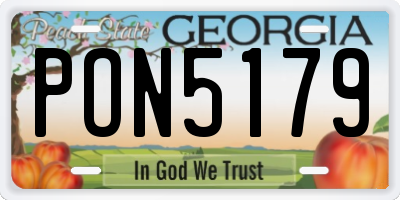 GA license plate PON5179