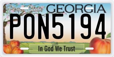 GA license plate PON5194