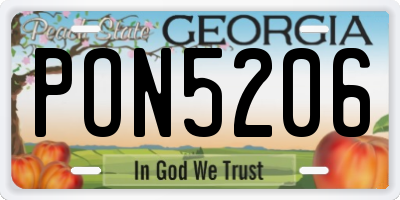GA license plate PON5206