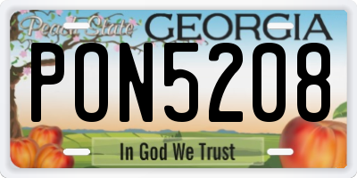 GA license plate PON5208