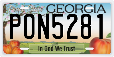 GA license plate PON5281