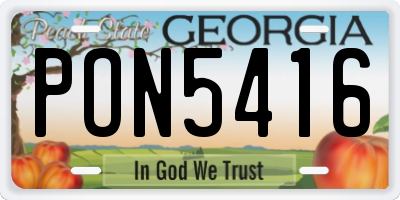 GA license plate PON5416