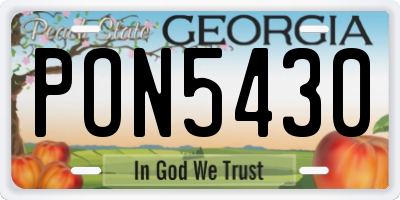 GA license plate PON5430