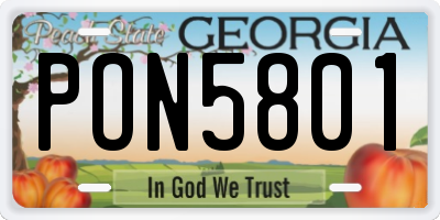 GA license plate PON5801