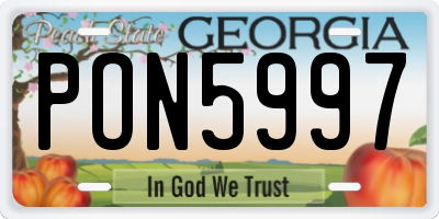GA license plate PON5997