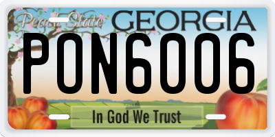 GA license plate PON6006