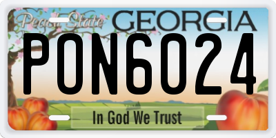 GA license plate PON6024