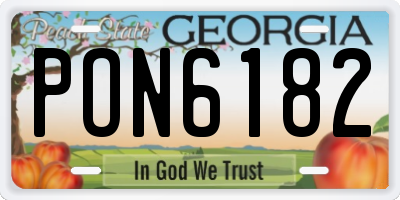 GA license plate PON6182
