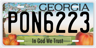GA license plate PON6223