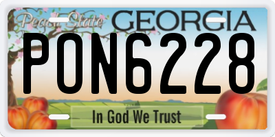 GA license plate PON6228