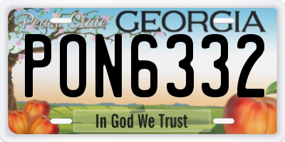 GA license plate PON6332