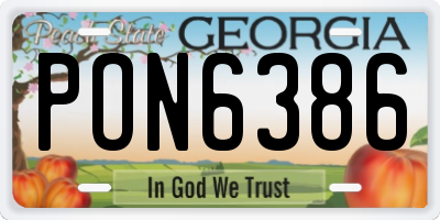 GA license plate PON6386